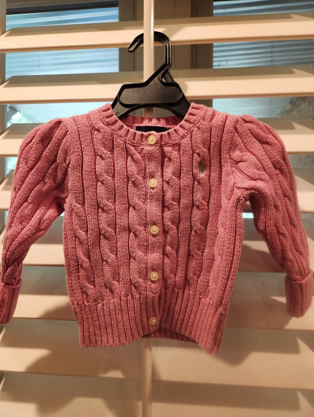 Ralph Lauren Pink Cable Knit Baby Cardigan, Size 12M